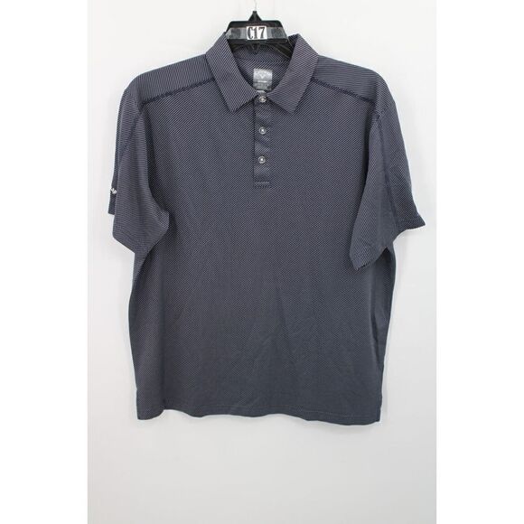 CALLAWAY STEVES SIZE LARGE OPTI DRI POLO DIAGONAL STRIPE NAVY SHORT SLEEVE SHIRT - Picture 1 of 6